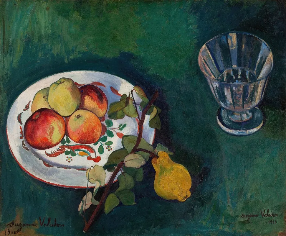 Still Life With Fruit And Glass by Suzanne Valadon - Canvas Print