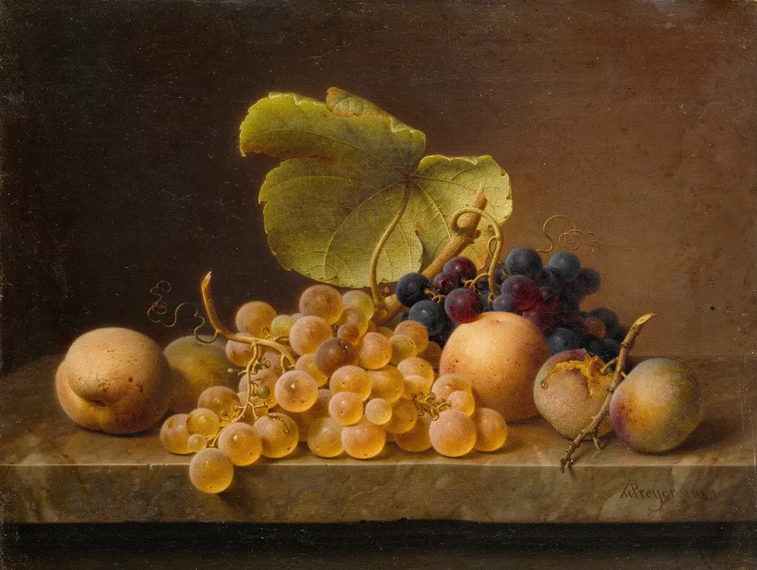 Still Life With Grapes 4 by Johann Wilhelm Preyer - Canvas Print