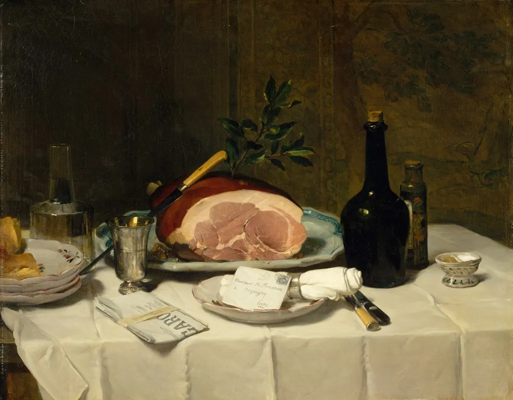 Still Life With Ham 2 by Philippe Rousseau - Canvas Print