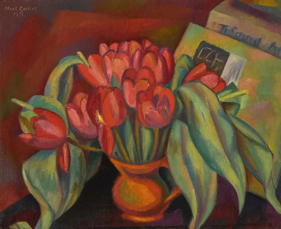 Still Life With Red Tulips