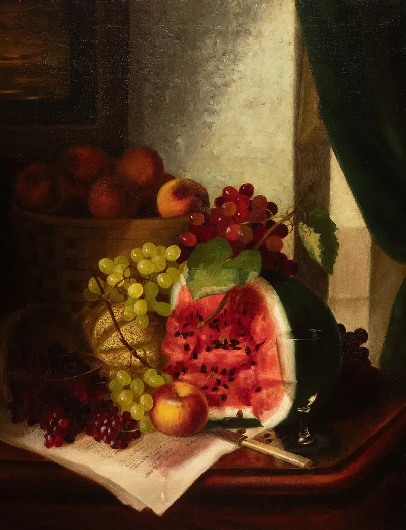 Still Life With Watermelon 2 by Morston Constantine Ream - Canvas Print