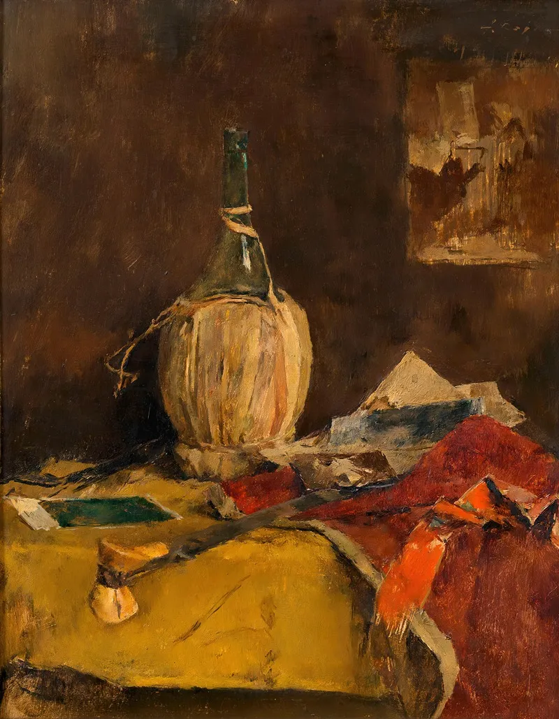 Stillleben Mit Chiantiflasche