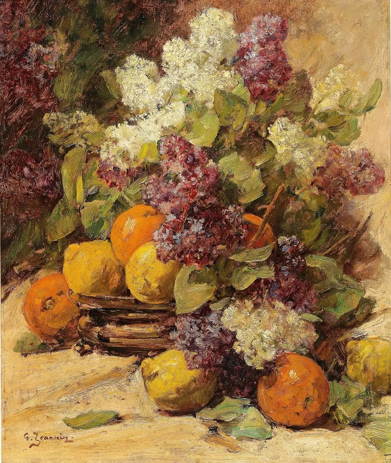 Stillleben Mit Einem Fliederstraus Und Zitronen by Georges Jeannin - Canvas Print