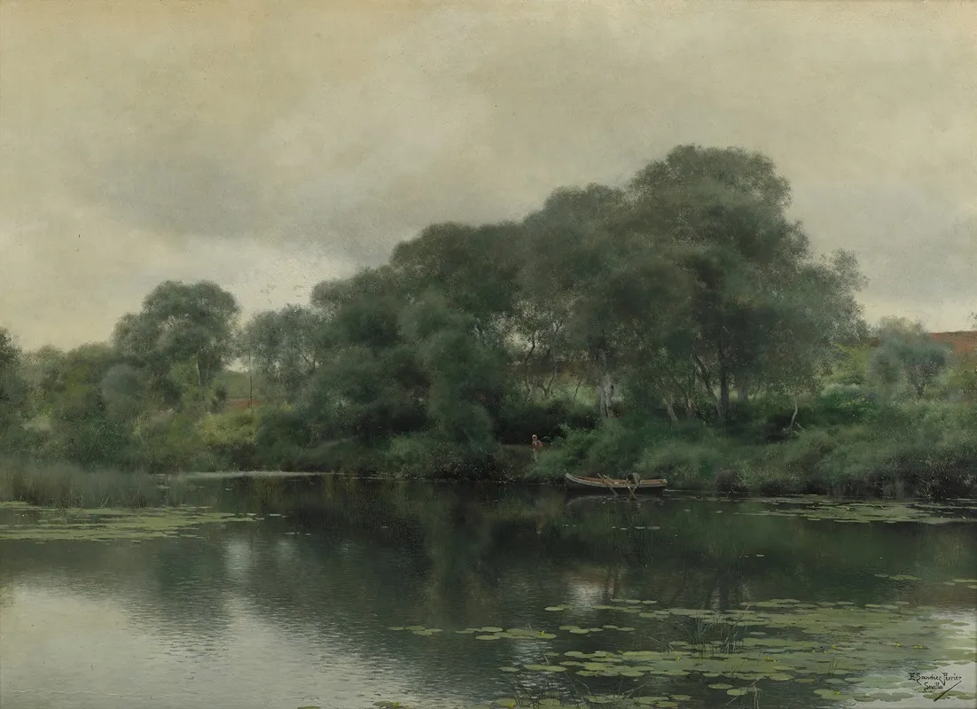Stillness On A Lily Pond by Emilio Sánchez-Perrier - Canvas Print