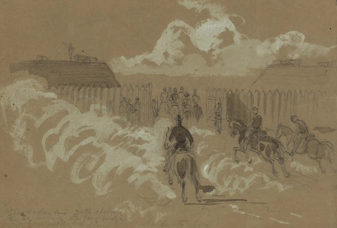 Stockade And Gates Closing The Approach To The Long Bridge
