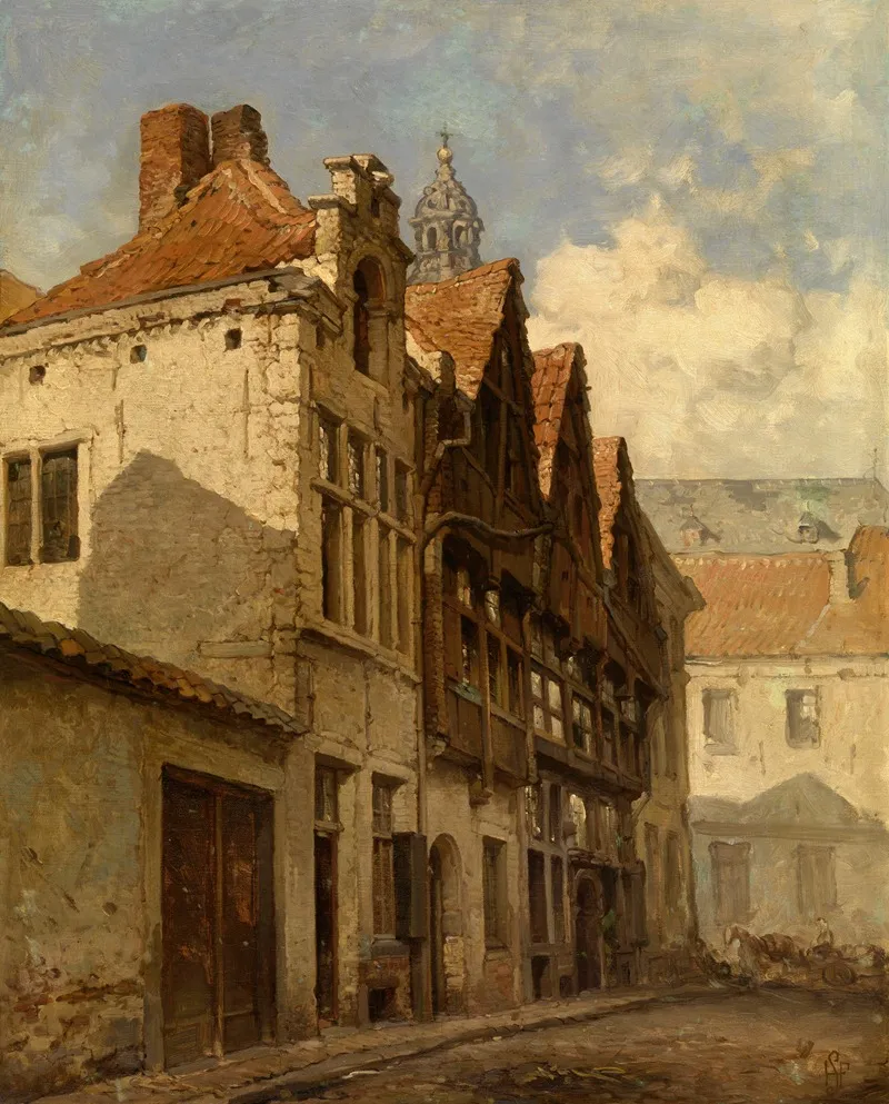 Stoelstraatje And The Tower Of The St Pauls Church by Henri François Schaefels - Canvas Print