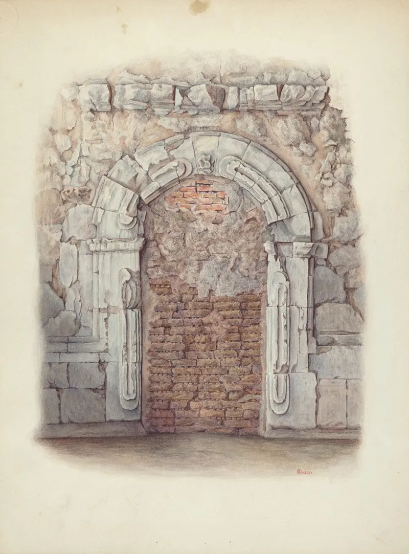 Stone Doorway Carved 2 by Hal Blakeley - Canvas Print