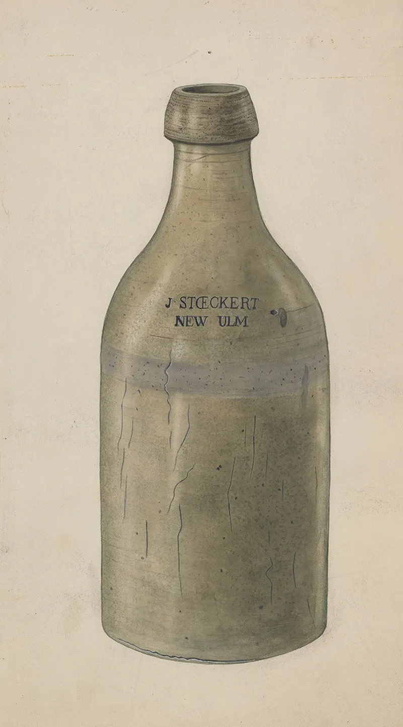 Stoneware Beer Bottle 2 by Wilbur M Rice - Canvas Print