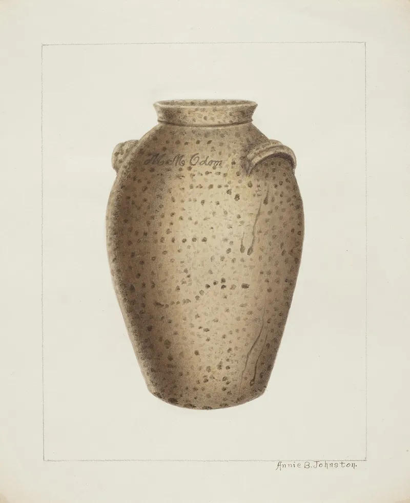 Stoneware Jar by Annie B. Johnston - Canvas Print