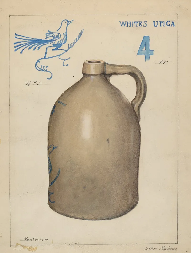 Stoneware Jug 16 by Arthur Mathews - Canvas Print
