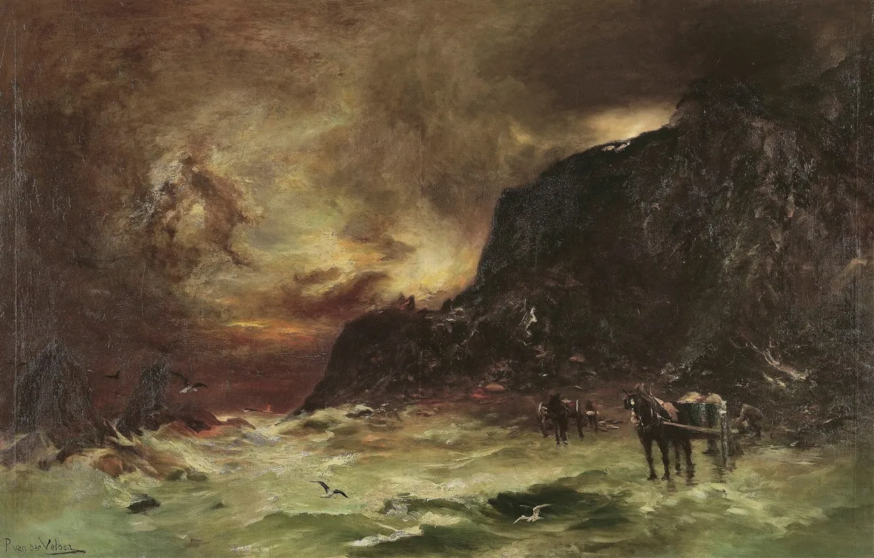 Storm At Wellington Heads Circa 1908 by Petrus van der Velden - Canvas Print
