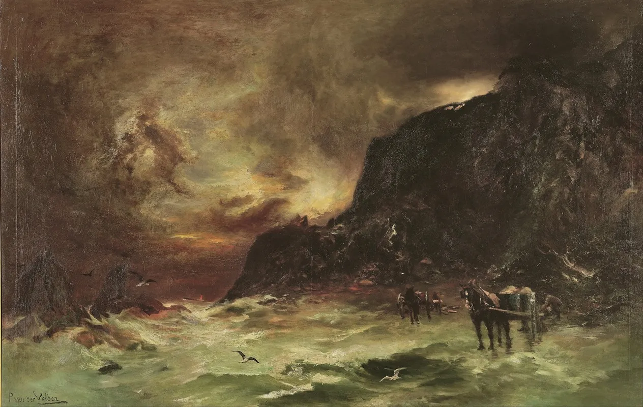 Storm At Wellington Heads by Petrus van der Velden - Canvas Print