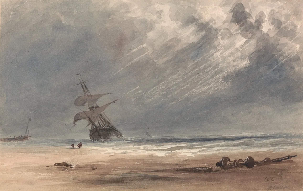 Storm Over A Coast by Giles Firman Phillips - Canvas Print