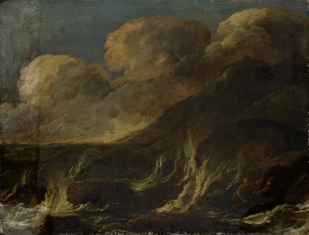 Stormy Sea With Fishermen