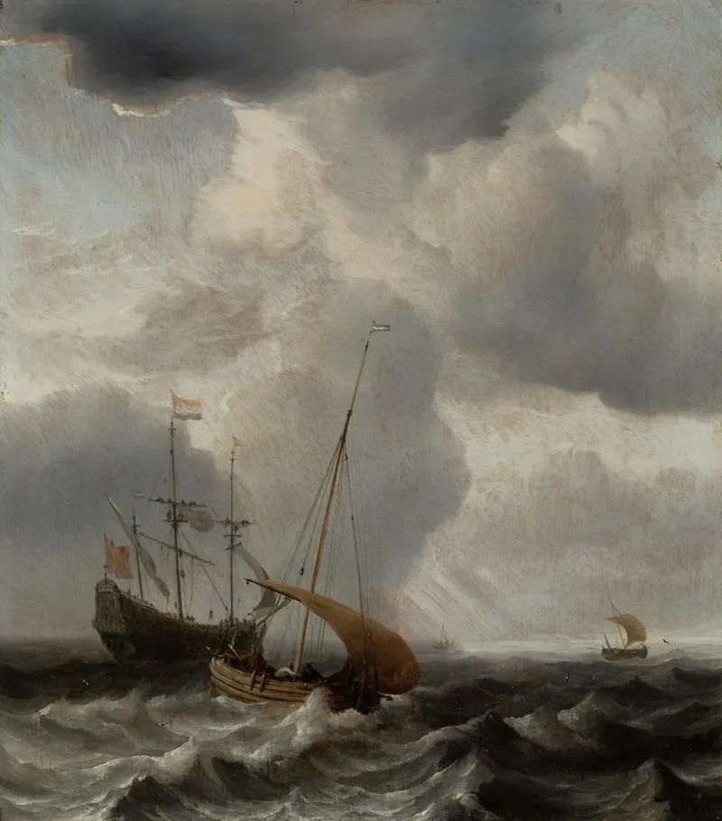 Stormy Sea With Ships