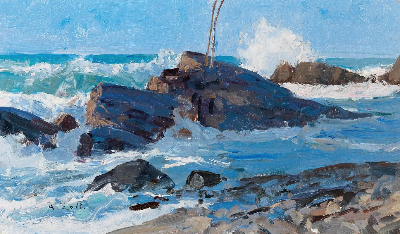 Stormy Seas On A Rocky Coast by Alfred Zoff - Canvas Print