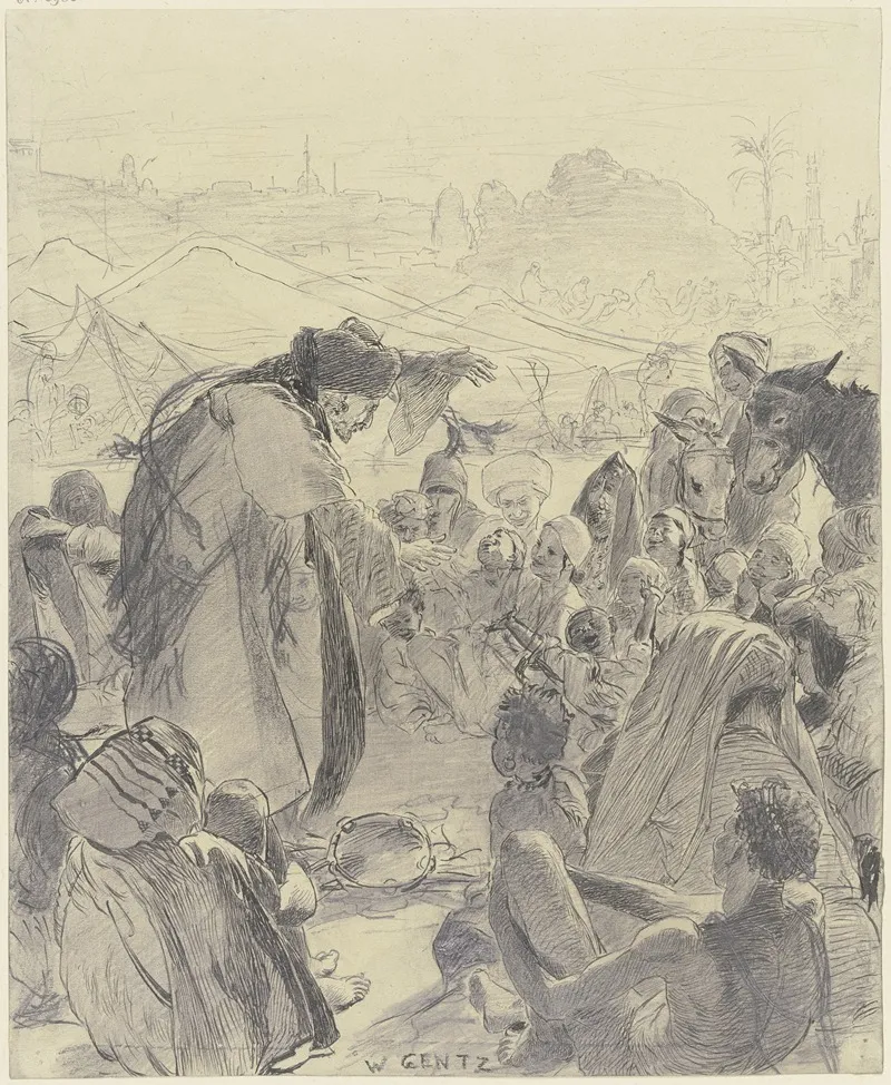 Storyteller Near Cairo by Wilhelm Gentz - Canvas Print