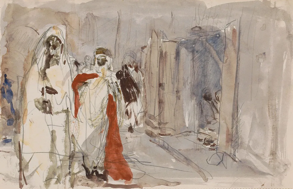 Straat Met Figuren 3 by Marius Bauer - Canvas Print