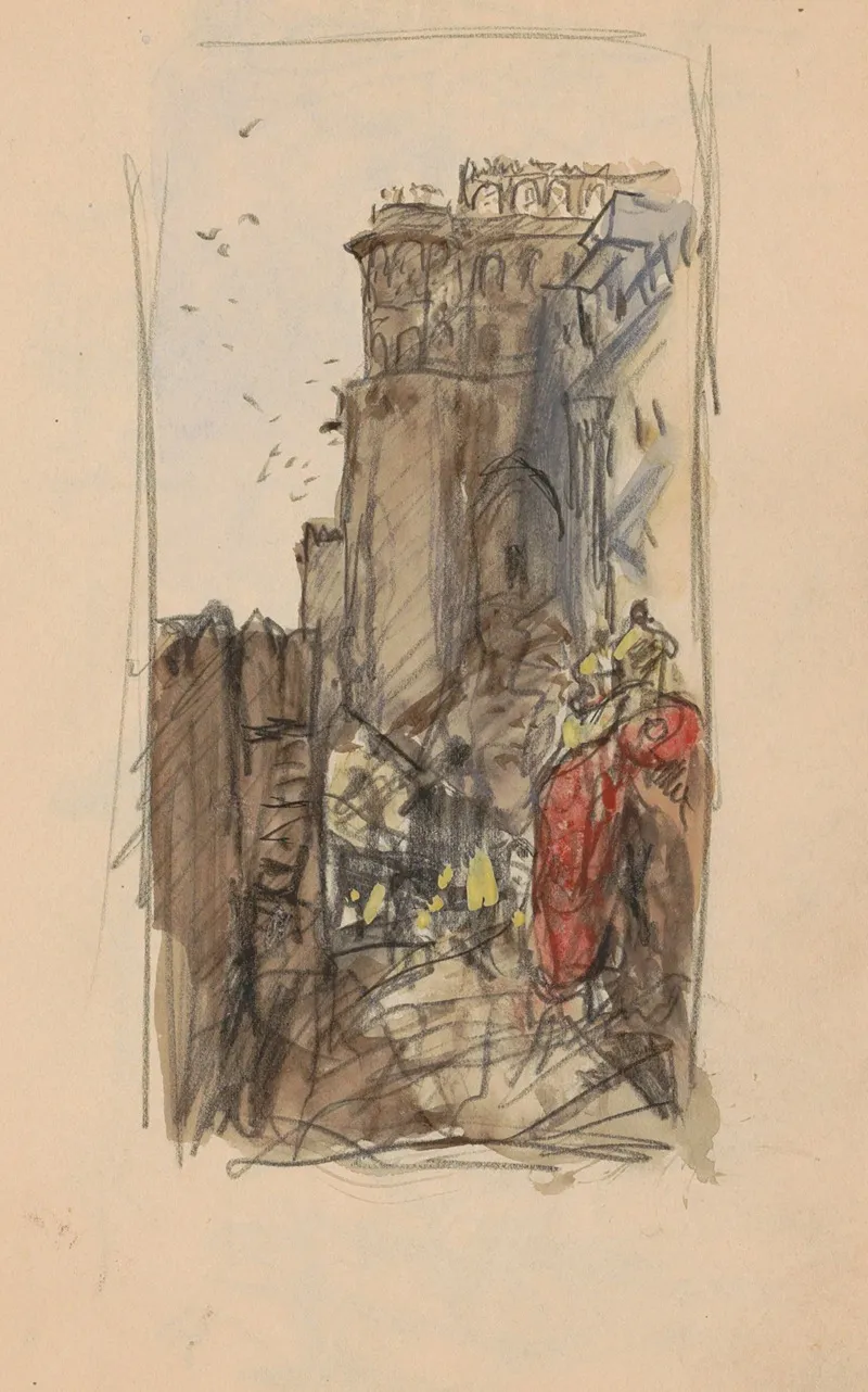 Straat Met Figuren 4 by Marius Bauer - Canvas Print