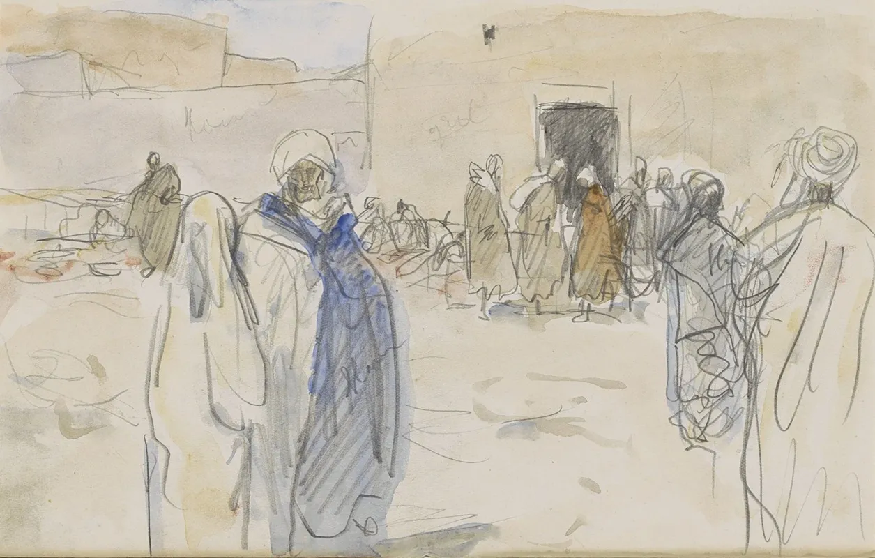 Straat Met Figuren Bij Een Huis