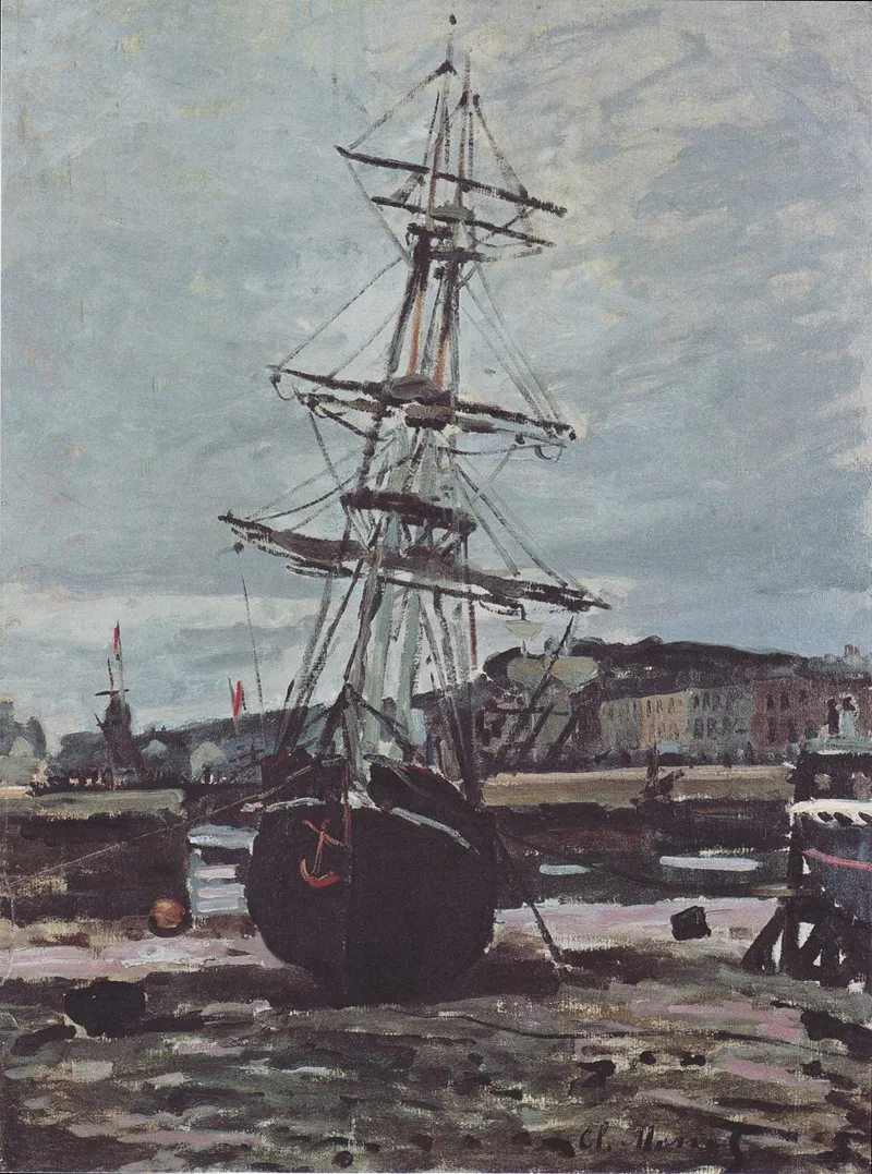 Stranded Boat In Fecamp by Claude Monet - Canvas Print