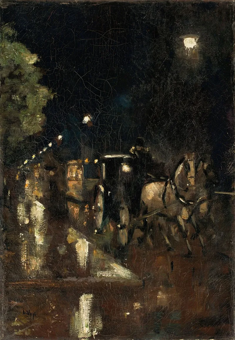 Strase Bei Nacht Im Regen Berlin