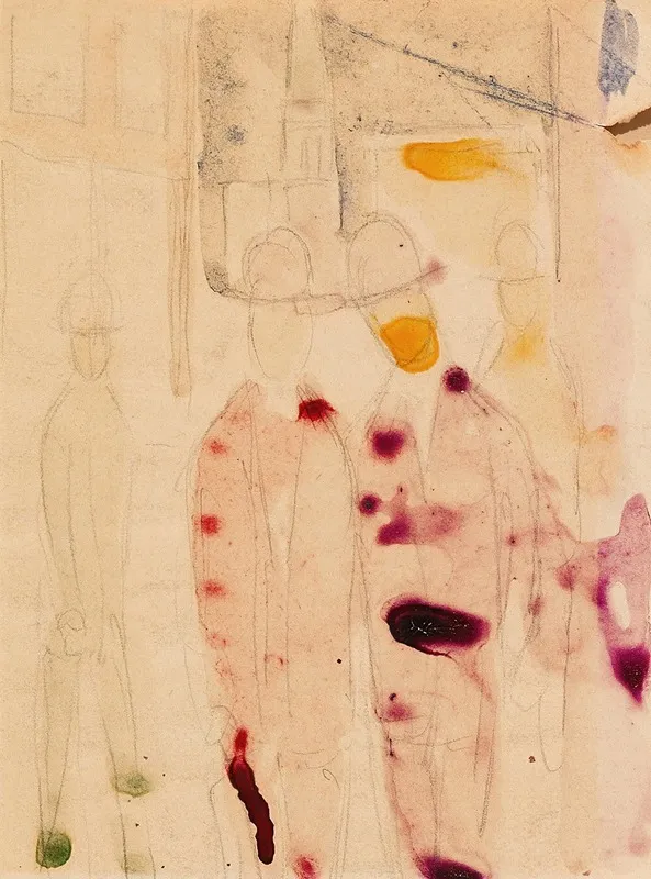 Strase Mit Leuten Klein by August Macke - Canvas Print