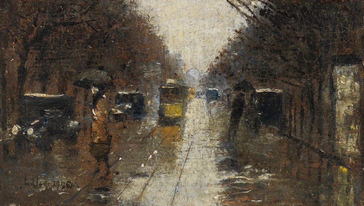 Strasenszene Bei Regen Berlin