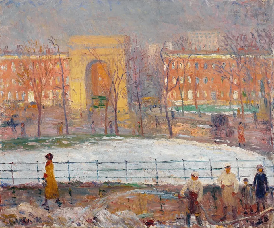 Street Cleaners Washington Square by William James Glackens - Canvas Print