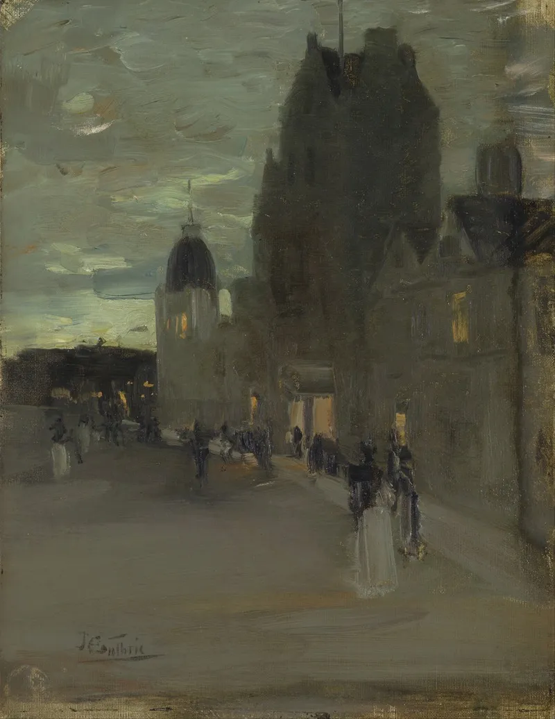 Street In Oban Night by James Guthrie - Canvas Print