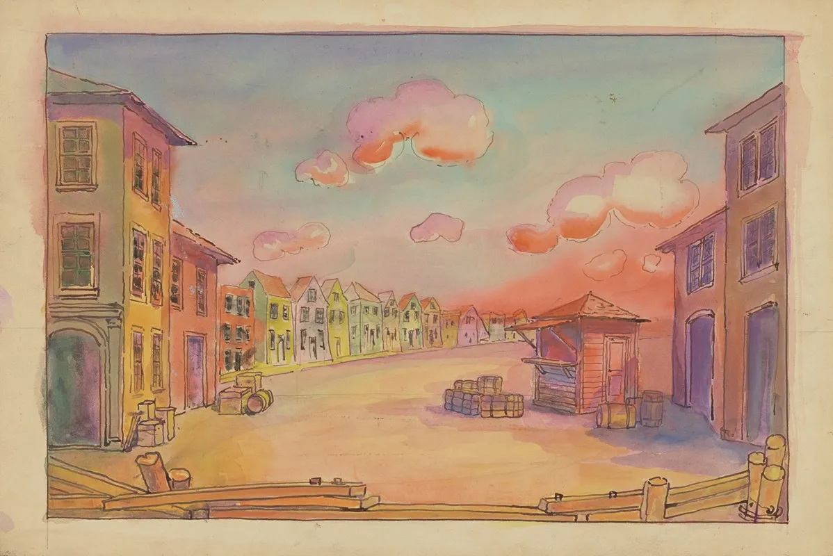 Street Scene At Sunset