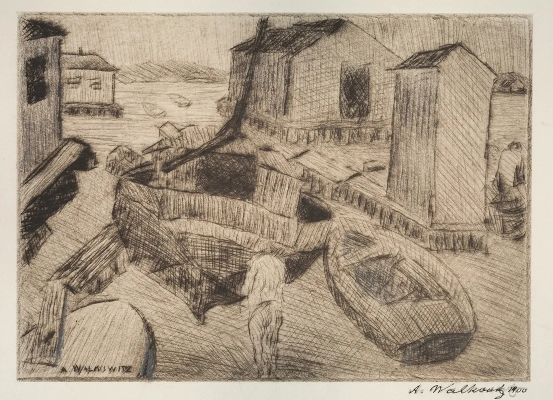 Street Scene Building Or Portrait by Abraham Walkowitz - Canvas Print