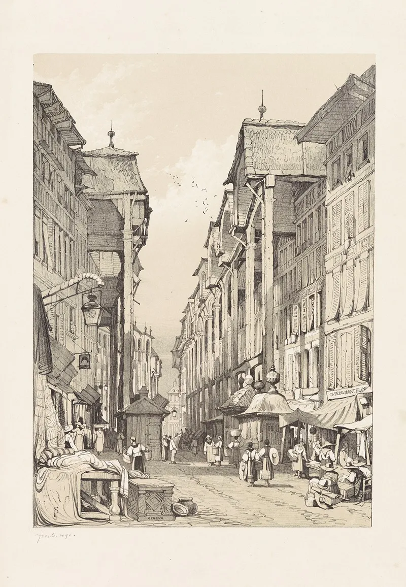 Street Scene Geneva 2 by Samuel Prout - Canvas Print