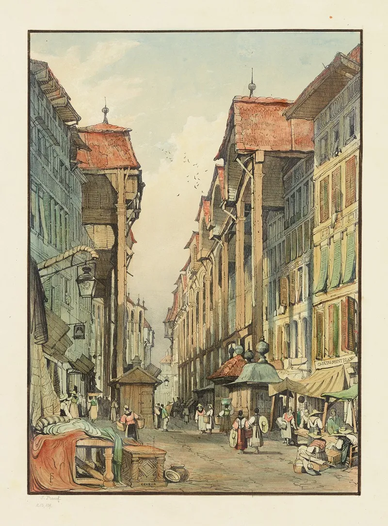 Street Scene Geneva by Samuel Prout - Canvas Print