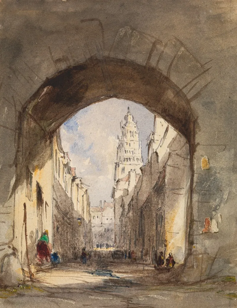 Street Scene In Calais by John Scarlett Davis - Canvas Print