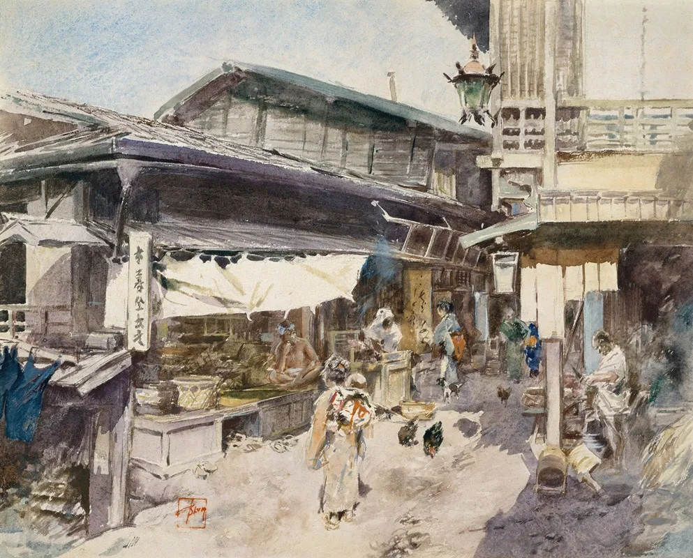 Street Scene In Ikao Japan by Robert Frederick Blum - Canvas Print