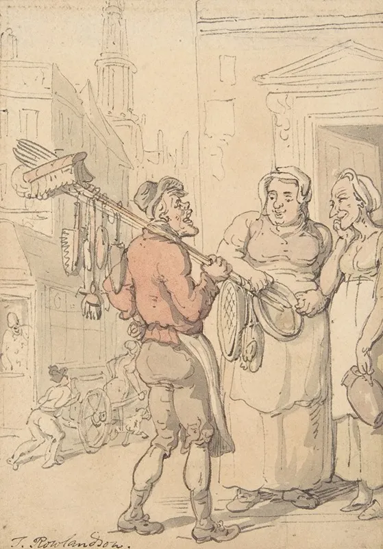 Street Scene Vendor Of Brushes