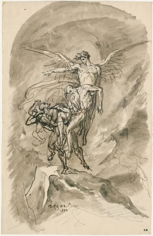 Strijd Tussen Engel En Duivel Om De Ziel V E Overledene by David Humbert de Superville - Canvas Print
