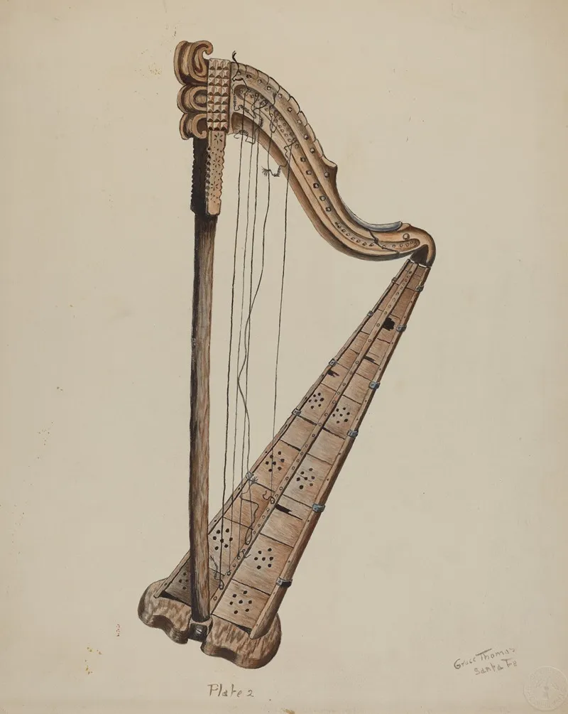 Stringed Harp by Grace Thomas - Canvas Print