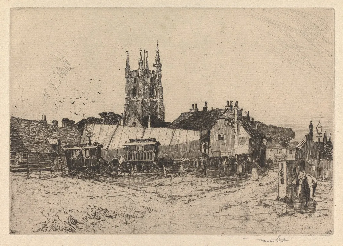 Strolling Players At Lidd Kent by Sir Frank Short - Canvas Print