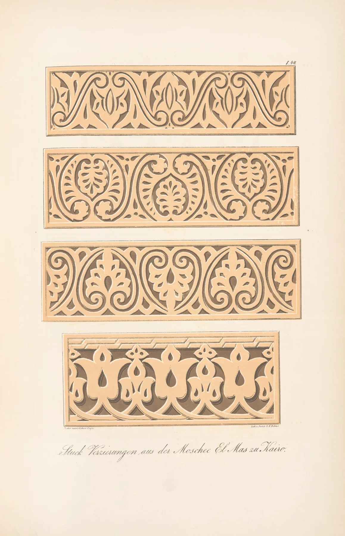 Stuck Verzierungen Aus Der Moschee El Mas Zu Kairo by Friedrich Maximilian Hessemer - Canvas Print