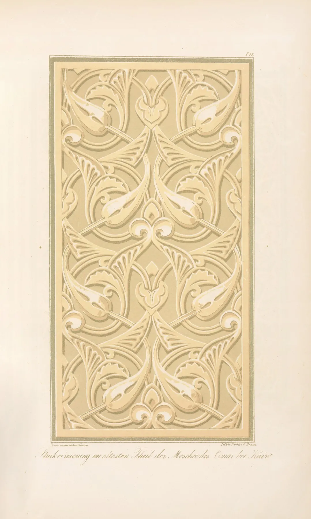 Stuckverzierung Im Altesten Theil Der Moschee Des Omar Bei Kairo by Friedrich Maximilian Hessemer - Canvas Print