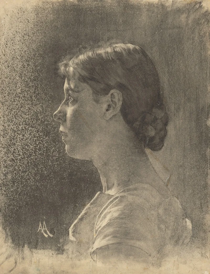 Studia Hlavy Mladej Zeny by Ákos Aranyossy - Canvas Print