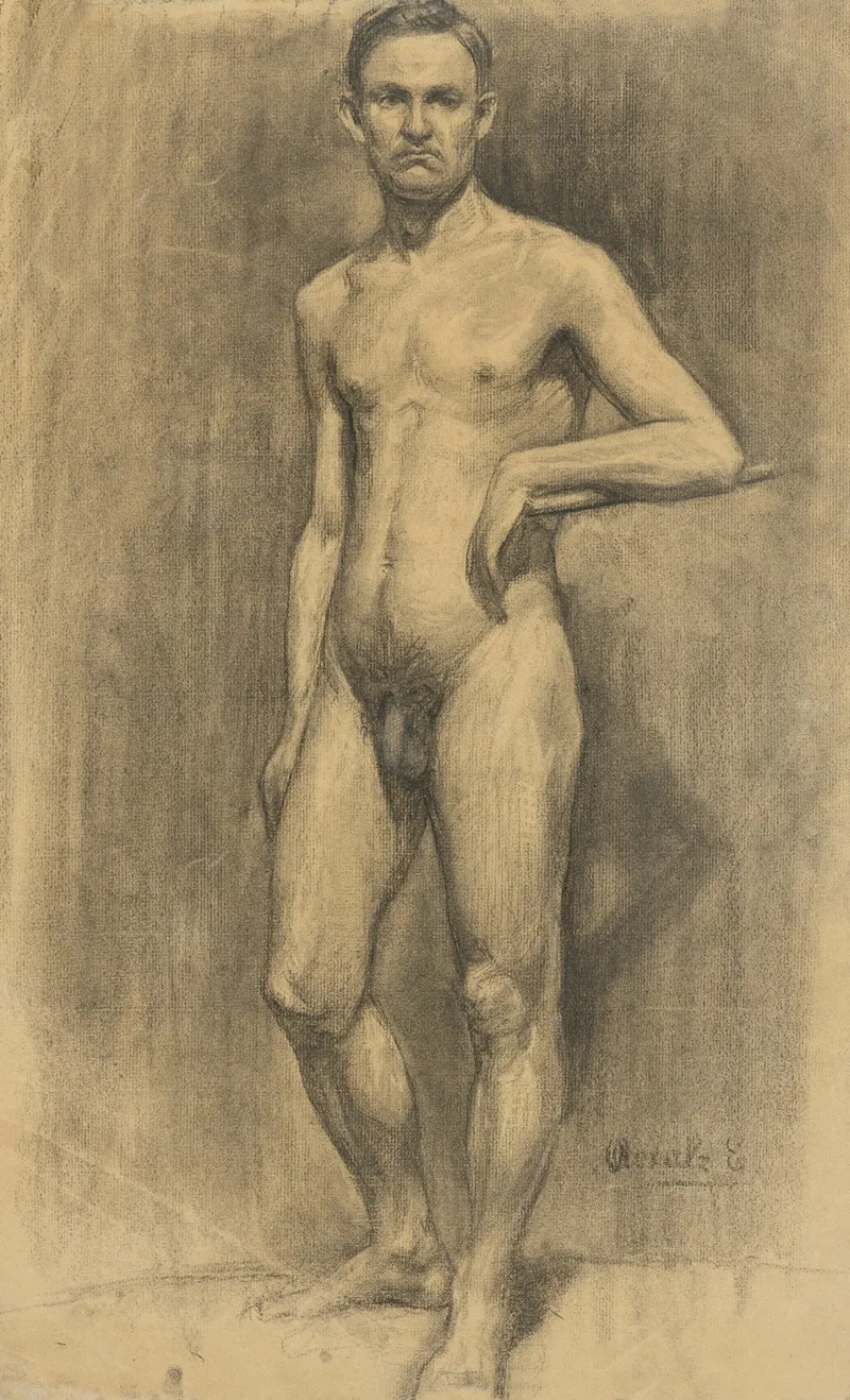 Studia Stojaceho Muzskeho Aktu 5 by Emil Alexay-Olexák - Canvas Print