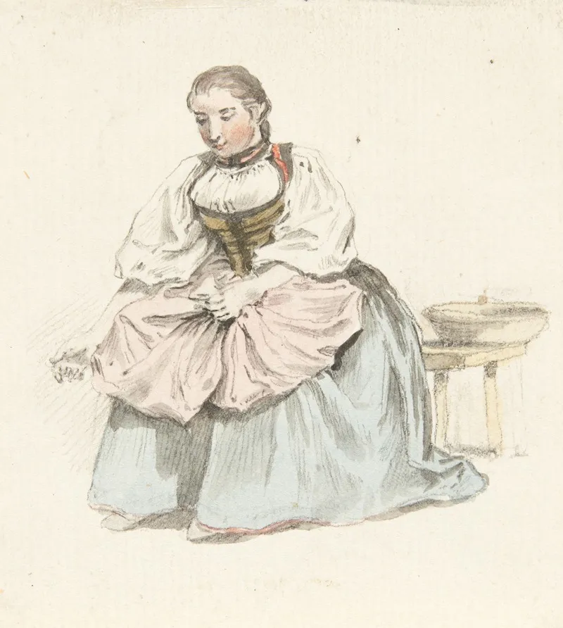 Studie Einer Bauerin In Tracht 2 by Johann Ludwig Aberli - Canvas Print