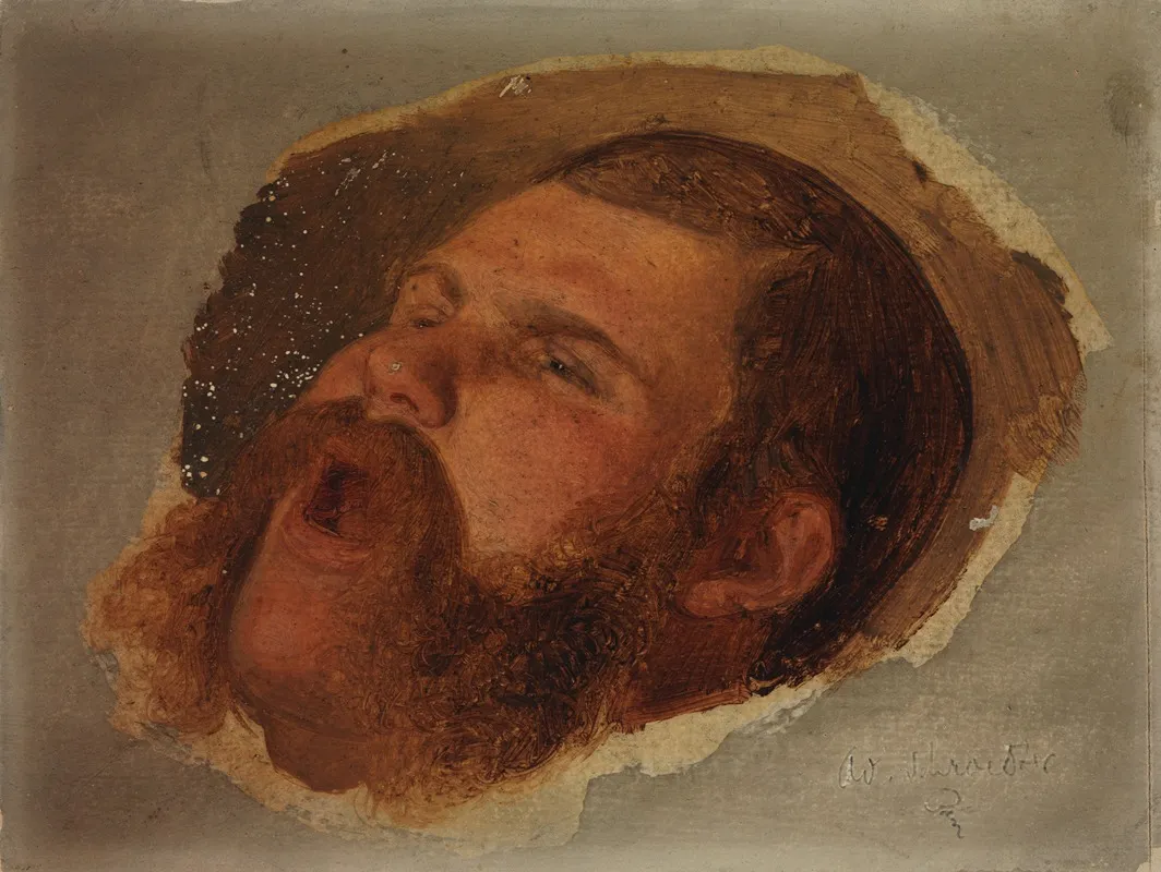 Studie Eines Zuruckgeneigten Mannerkopfes