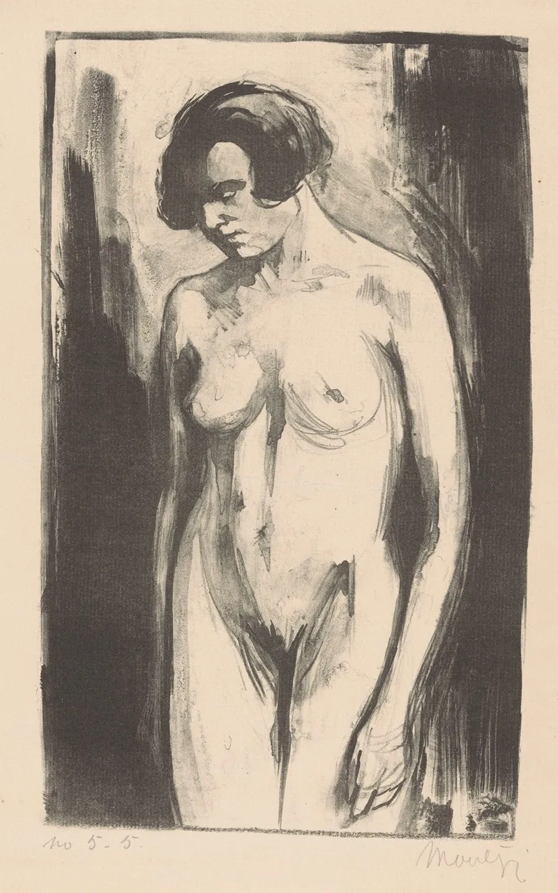 Studie Van Een Staande Naakte Vrouw by Simon Moulijn - Canvas Print