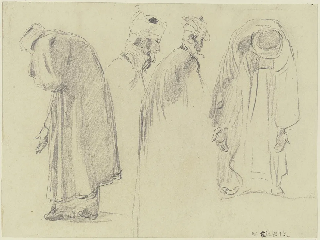 Studie Zur Gruppe Der Juden Auf Dem Gemalde Einzug Des Preusischen Kronprinzen In Jerusalem by Wilhelm Gentz - Canvas Print