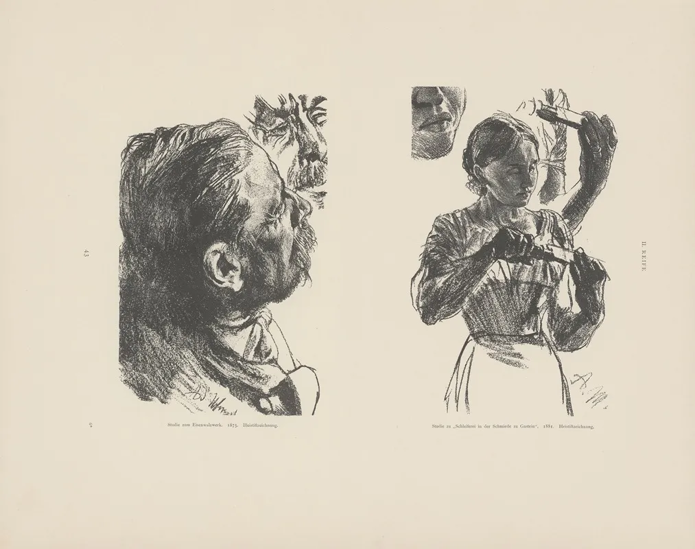 Studie‎ ‎zum Eisenwalzwerk ‎1875 Studie‎ ‎zu Schleiferei‎ ‎in‎ ‎der‎ ‎schmiede‎ ‎zu‎