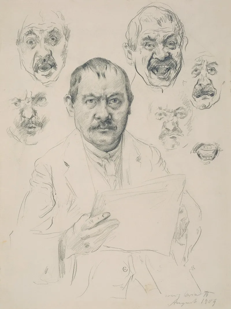 Studien Zu Einem Selbstbildnis by Lovis Corinth - Canvas Print